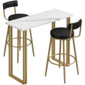 Ensemble table et chaises de bar, 1 table de bar et 2 chaises de bar, quatre chaises de loisirs avec pieds en métal, table à manger rectangulaire