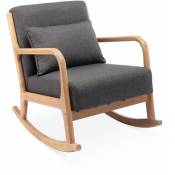 Fauteuil à bascule design en bois et tissu. 1 place. rocking chair scandinave. gris foncé - Gris foncé