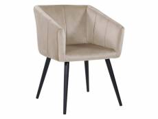 Fauteuil lounge chaise salle à manger en tissu crème sable avec pieds en métal noir fal09053