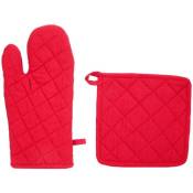 Gant et manique coton rouge H30cm Atmosphera créateur d'intérieur - Rouge