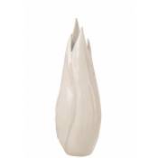 Grand vase en céramique blanc et beige 17x17x57 cm