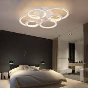 Greelustr - Moderne 98W led acrylique cercle anneau plafonnier éclairage encastré led plafonnier lampe, (6 anneaux blanc chaud)