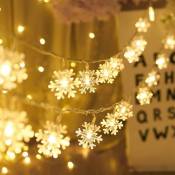 Guirlande lumineuse de flocon de neige, 6M 40 Pcs LED fairy lights, Monochrom à deux modes et décoration brillante foudre pour,Noël Chambre(blanc