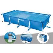 Intex - Kit piscine tubulaire rectangulaire 4,50 x 2,20 x 0,84 m + Filtration à cartouche + Bâche de protection + Bâche à bulles