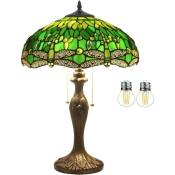 Lampe de table en verre coloré vert libellule lampe