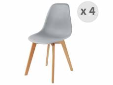Lena - chaise scandinave gris pied hêtre (x4) Chaise scandinave gris pied hêtre (x4)