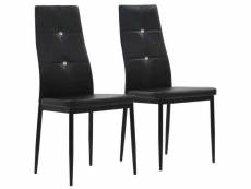 Lot de 2 chaises de salle à manger cuisine design élégant synthétique noir cds020827