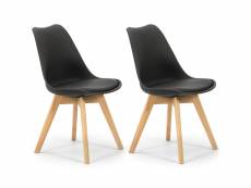 Lot de 2 chaises klara noir tapissées en cuir synthétique