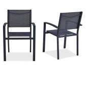 Lot de 2 fauteuils en aluminium - 57 x 56 x 87 cm - Gris - Gris