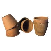 Lot de 6 véritables pots anciens en terre cuite H.