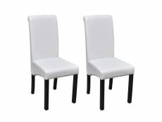 Lot de deux chaises de salle à manger cuir synthétique blanc helloshop26 1902202par2