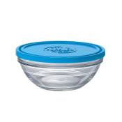 Lunchbox ronde verre résistant transparent empilable 1,59L+couv bleu