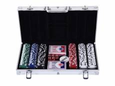Mallette pro de poker coffret pro poker 38l x 21l x 6,5h cm 300 jetons 2 jeux de cartes + 2 clés aluminium
