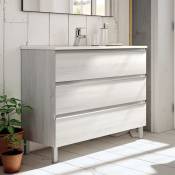 Meuble de salle de bain 80cm simple vasque - 3 tiroirs - sans miroir - hibernian (bois blanchi) - PALMA - Hibernian (bois blanchi)