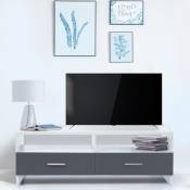 Meuble TV FALKO bois blanc et gris
