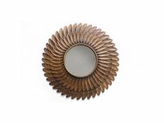 Miroir en métal design plume - diam. 61 cm - couleur cuivre