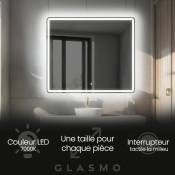 Miroir LED Lumineux 60x60 cm Naomi - Carré Arrondi de Salle de Bain Mural avec éclairage Blanc Froid 7000K avec Interrupteur Tactile
