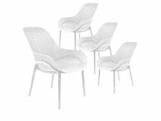 Monica - lot de 4 fauteuils coque plastique blanche