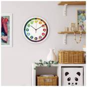 Mouvement d'horloge silencieux couleurs arc-en-ciel enfants horloge éducative colorée ø 30cm - multicolore