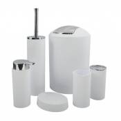 MSV ensemble 6 accessoires de salle de bain PP HANNAH Blanc