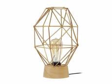 Octogonal - lampe de chevet géométrique bois naturel et or 64978