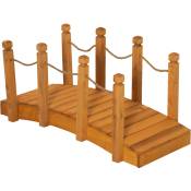 Outsunny - Pont de jardin - pont de bassin - passerelle en bois avec balustrade - dim. 121L x 57,5l x 59H cm - bois de sapin pré-huilé - Orange