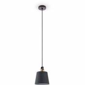 Paco Home - Suspension Table à Manger Lampe De Salon Déco Abat-Jour Tissu E27 Noir-Gris, Ø20cm