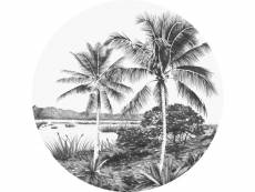 Papier peint panoramique rond adhésif paysage tropical