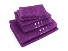 Parure de bain 6 pièces pure squares violet 550 g/m2