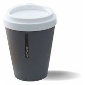 Petite poubelle avec couvercle pivotant en forme de tasse à café Petite poubelle ronde grise, s'adapte aux espaces restreints, sous les salles de