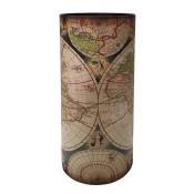Porte parapluie carte du monde ronde en toile bois