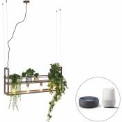 Qazqa - cage rack - led SmartSuspensionincl. wifi Industriel - 4 lumière - l 100 cm - Brun rouille - Rustique - Éclairage intérieur - Salon i Chambre