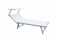 Rebecca mobili chaise longue de plage en aluminium polyester pvc blanc 38x186x61 RE6567