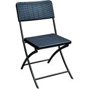 Salone Srl - chaise pliante en acier avec assise en résine effet rotin levante noir 54x44xH81 cm