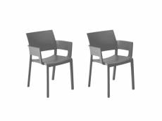 Set 2 fauteuils fiona sable - resol - gris - fibre de verre, polypropylène 580x530x810mm