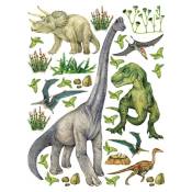 Sticker Dinosaures - 6 espèces de dinosaures - 1 planche 65 x 85 cm
