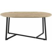 Table basse ovale 100 x 60 x 47 cm noir effet chêne