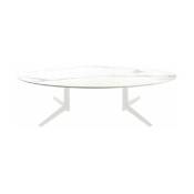 Table basse ovale effet marbre blanc 192x118 Multiplo