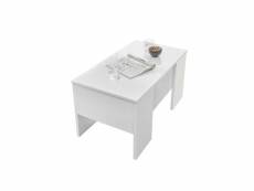 Table basse relevable blanc laqué brillant - tino - l 92 x l 0 x h 47 cm - neuf