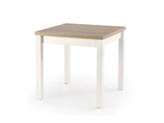 Table carrée bois et blanc avec rallonge salta