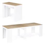 Table console extensible orlando 10 personnes 235 cm bois blanc et façon hêtre - Multicolore