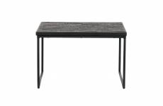 Table d'appoint carré bois et métal noir