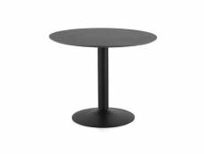 Table de repas ronde bois-métal anthracite noir - isaura - l 100 x l 100 x h 76 cm - neuf