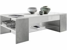 Table de salon table basse clip en blanc avec des bordures en aspect béton oxyde