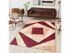 Tapiso dream tapis moderne géométrique carreaux beige crème rouge 130 x 190 cm K855A CREAM 1,30-1,90 CHEAP PP BLX