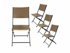Valha - lot de 4 chaises pliables tressées marron et noir