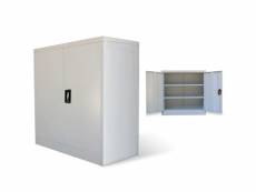 Vidaxl armoire de bureau avec 2 portes gris 90 cm acier 20114