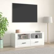 Vidaxl - Meuble tv Blanc brillant 100x35x40 cm Bois