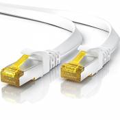 Primewire - 15m Câble réseau Cat 7 Plat, Câble Ethernet
