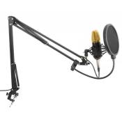 Vonyx CMS400B - Microphone de studio à condensateur avec bras et filtre anti-pop